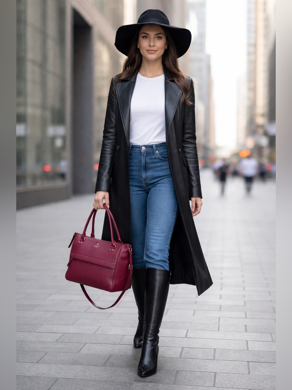 Kate Spade | Large Burgundy Leather Shoulder Bag